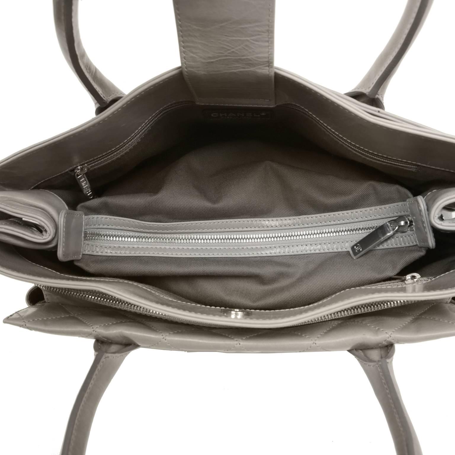 Chanel Grey Distressed Leather Portobello Tote Bag 3