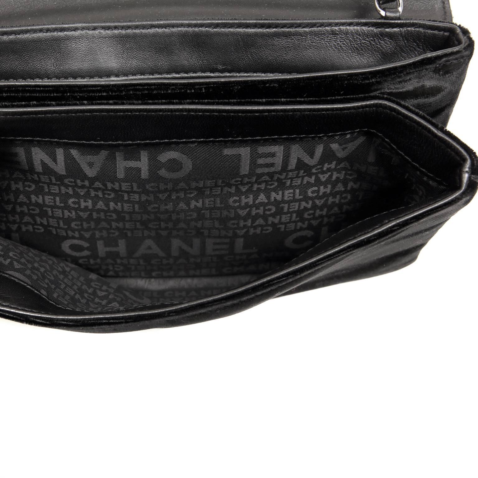 Chanel Black Velvet and Leather Precious Symbols Bag For Sale 2