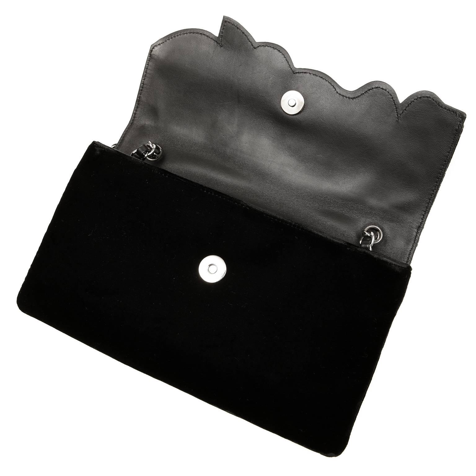 Chanel Black Velvet and Leather Precious Symbols Bag For Sale 1