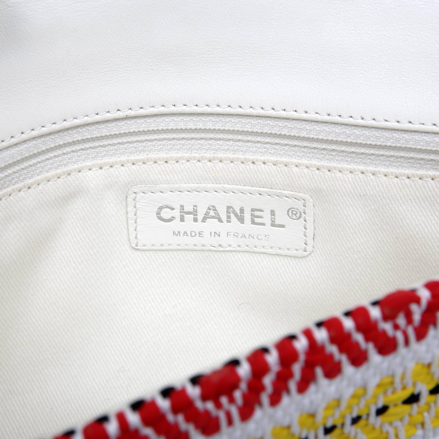 Chanel White Multi Woven Stripe Small Flap Bag 3