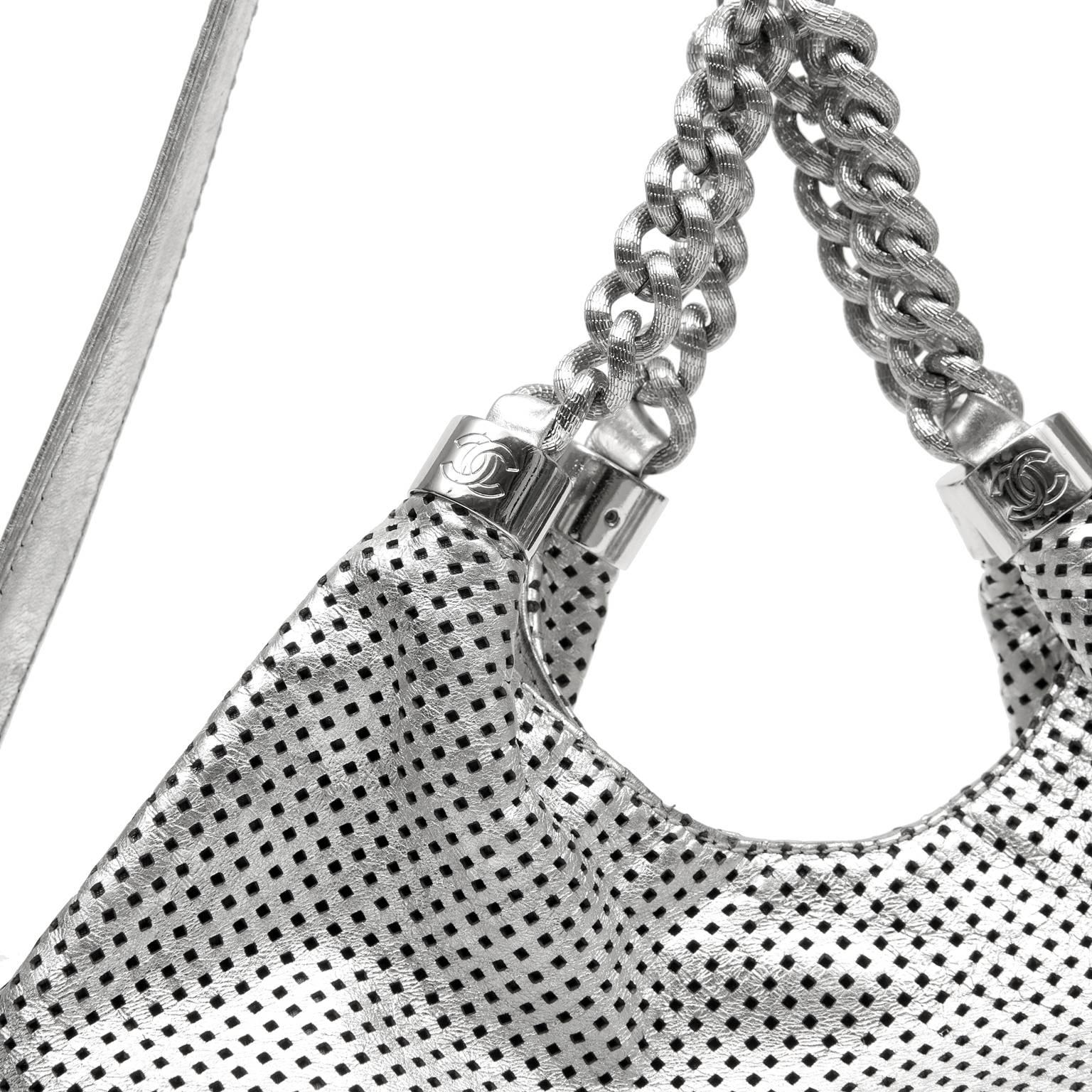 Chanel Silver Perforated Leather Rodeo Drive Large Hobo 2