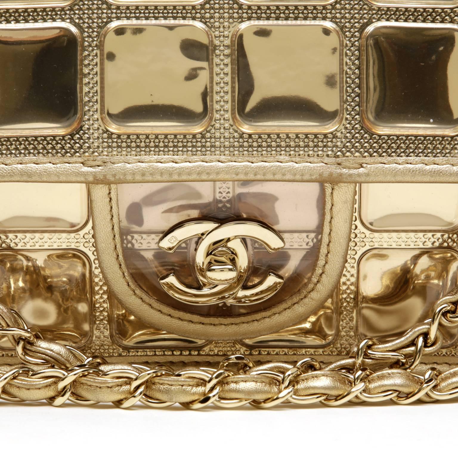 Women's Chanel Metallic Gold Ice Cube Classic Flap Bag