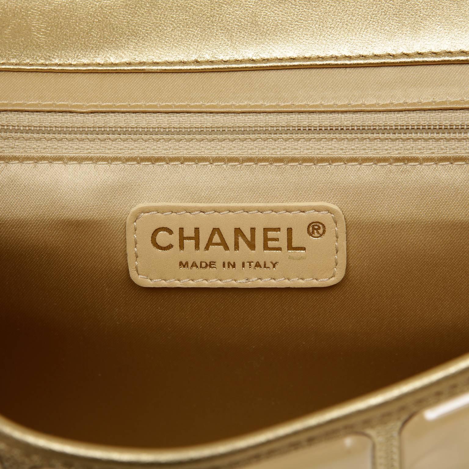 Chanel Metallic Gold Ice Cube Classic Flap Bag 2