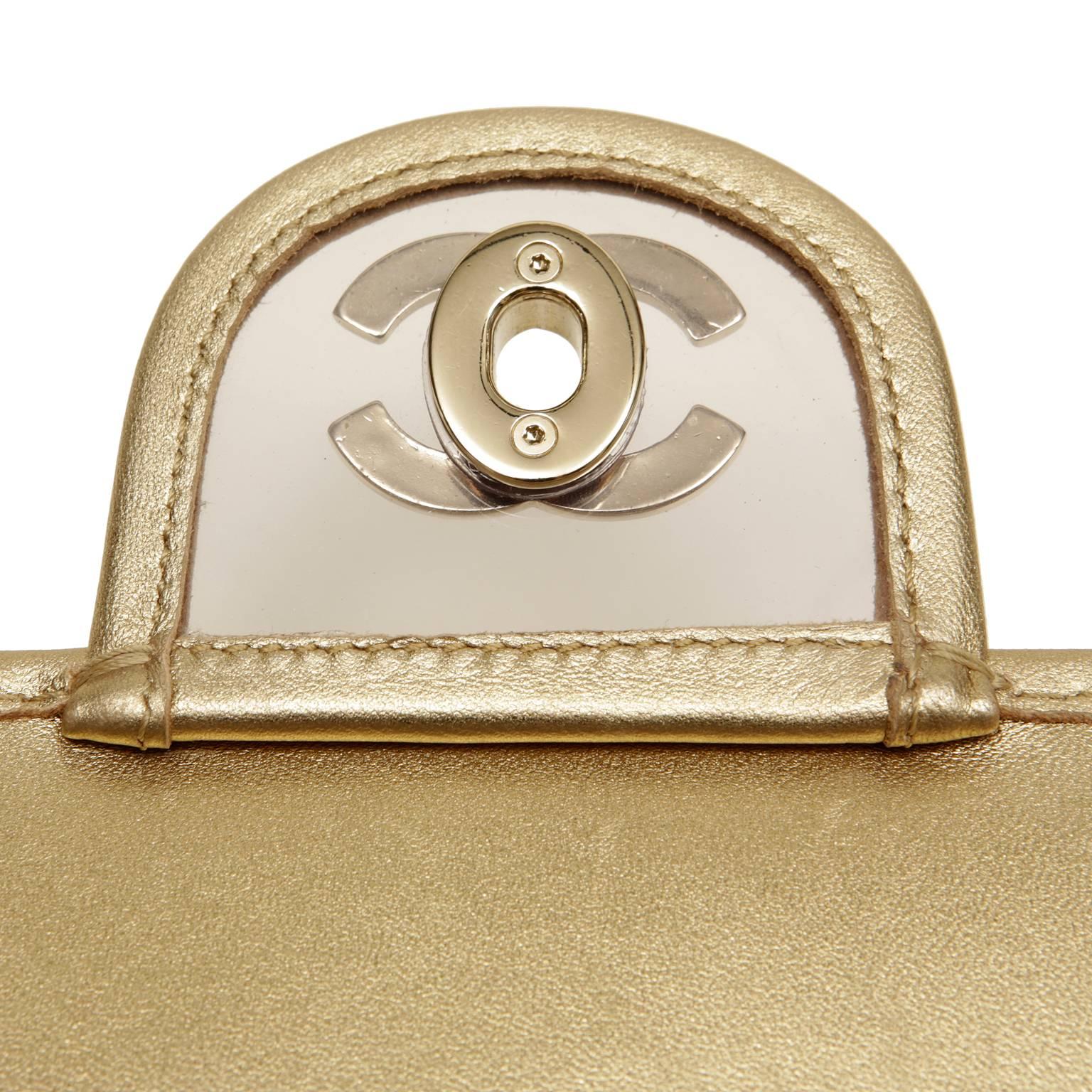 Chanel Metallic Gold Ice Cube Classic Flap Bag 3