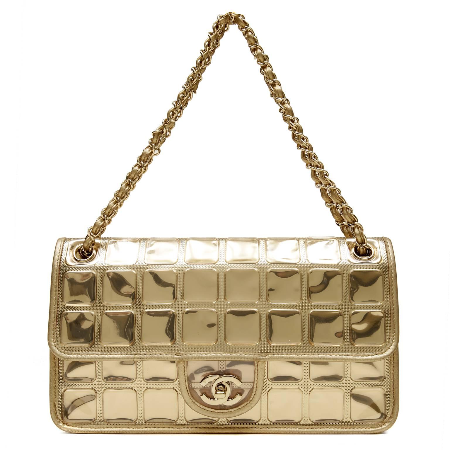 Chanel Metallic Gold Ice Cube Classic Flap Bag 5