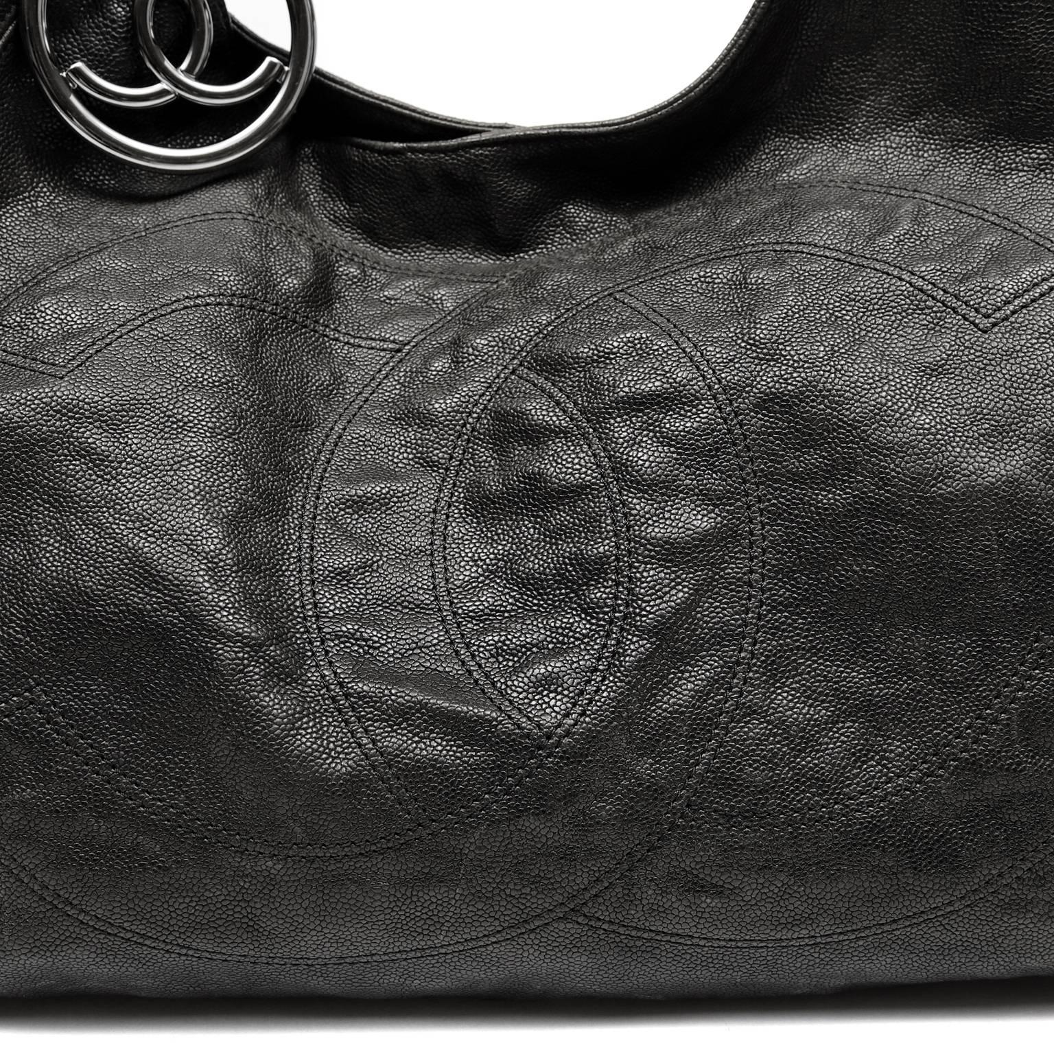 Chanel Black Coco Cabas Tote- Distressed Caviar Leather 2