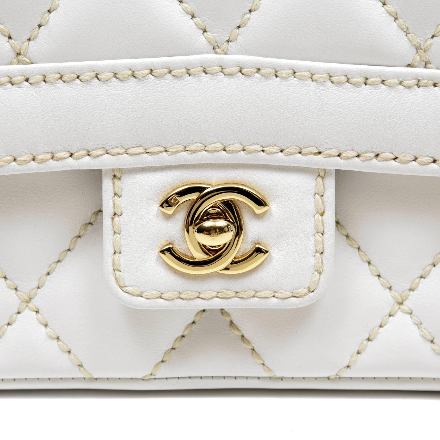 Chanel White Leather Mini Kelly Classic with GHW  1