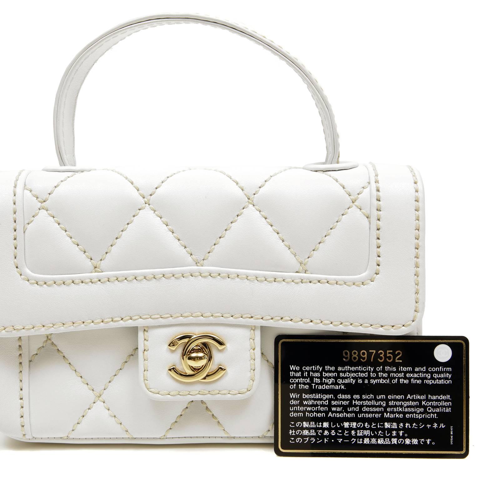 Chanel White Leather Mini Kelly Classic with GHW  6