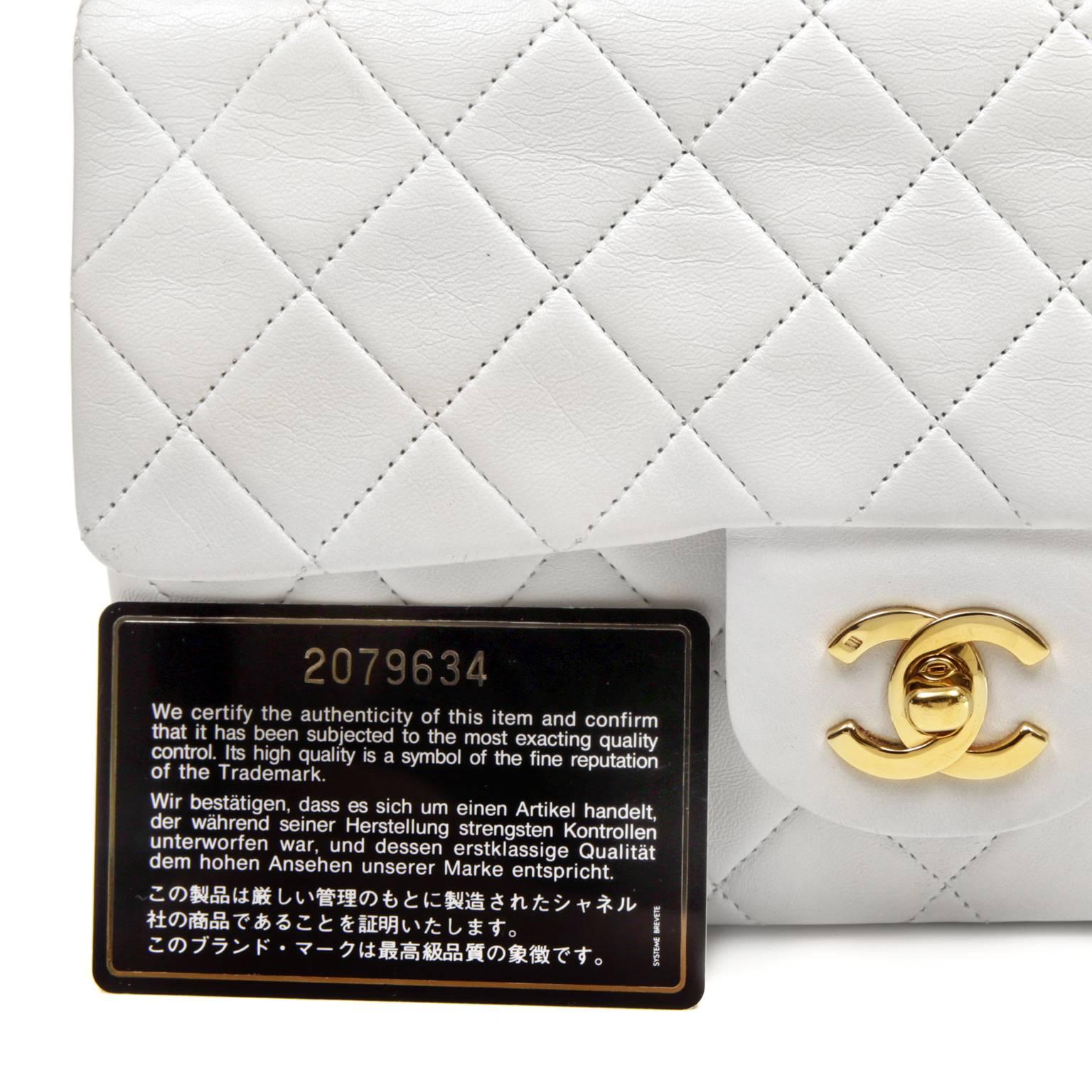 Chanel White Leather Classic Double Flap- Medium size 6