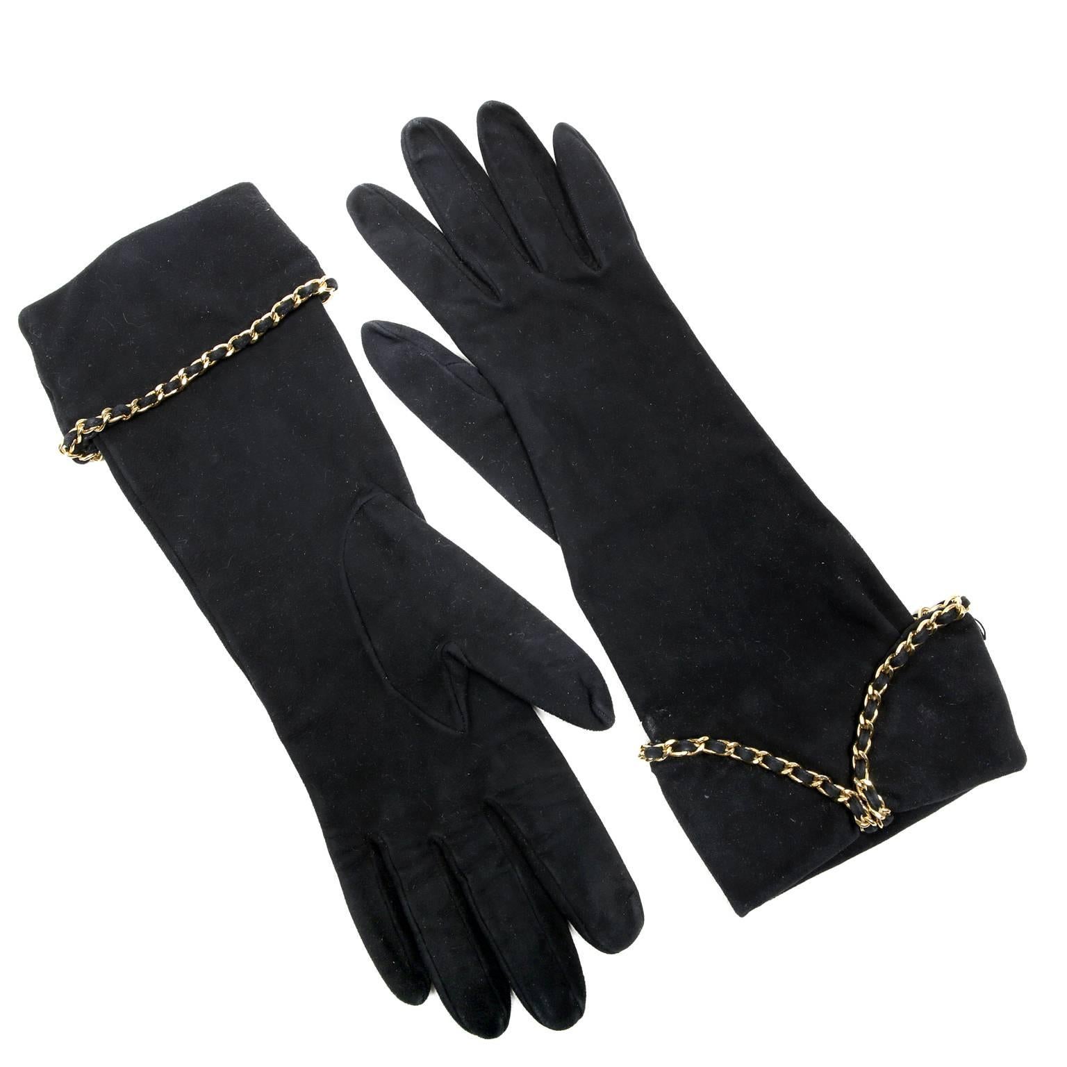 Chanel Black Suede Runway Gloves- size 7.5 1