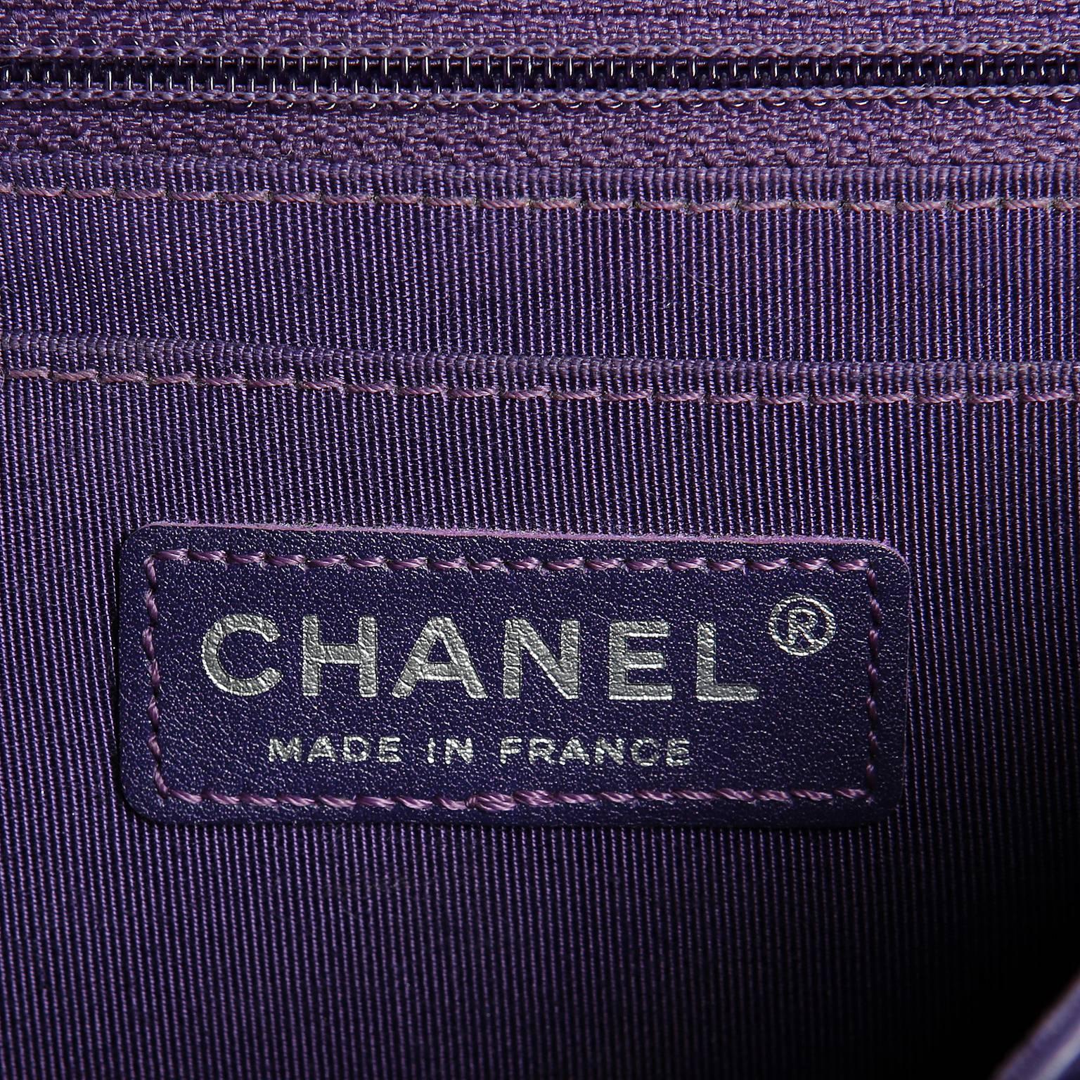 Chanel Purple Chevron Leather Leo Lion Flap Bag 1