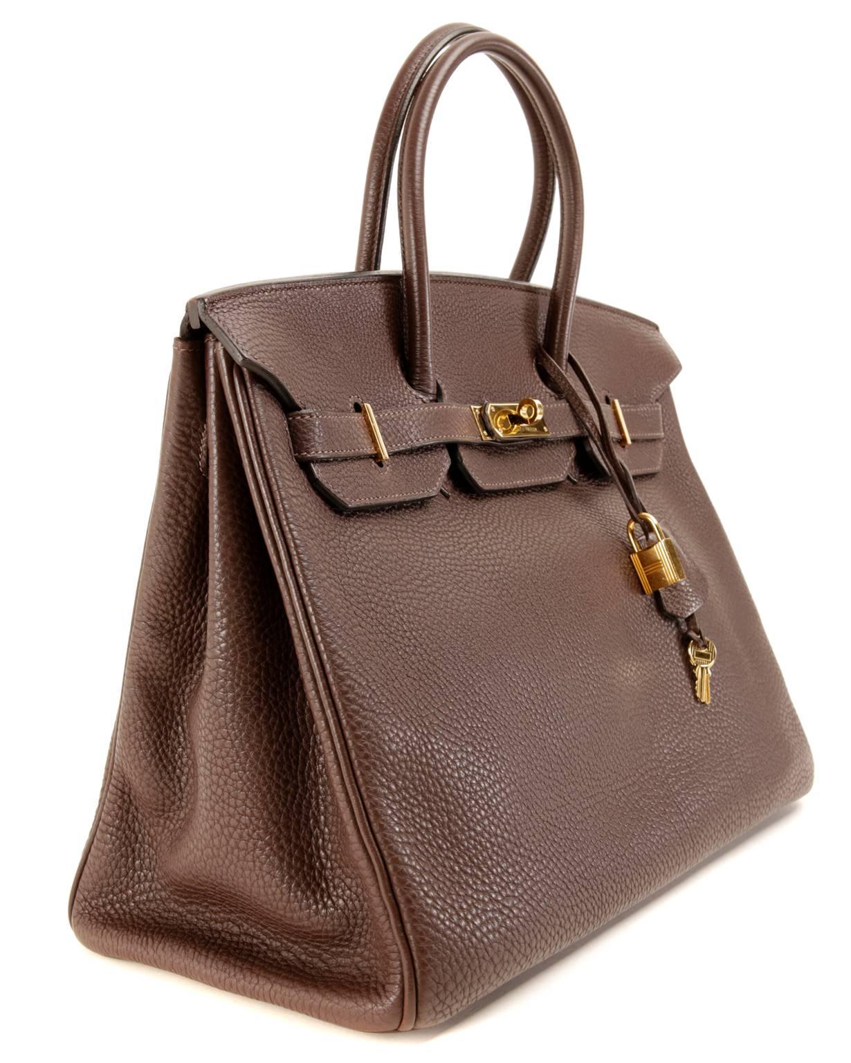 Hermès  Brown Togo Leather 35 cm Birkin Bag with GHW In Excellent Condition In Malibu, CA