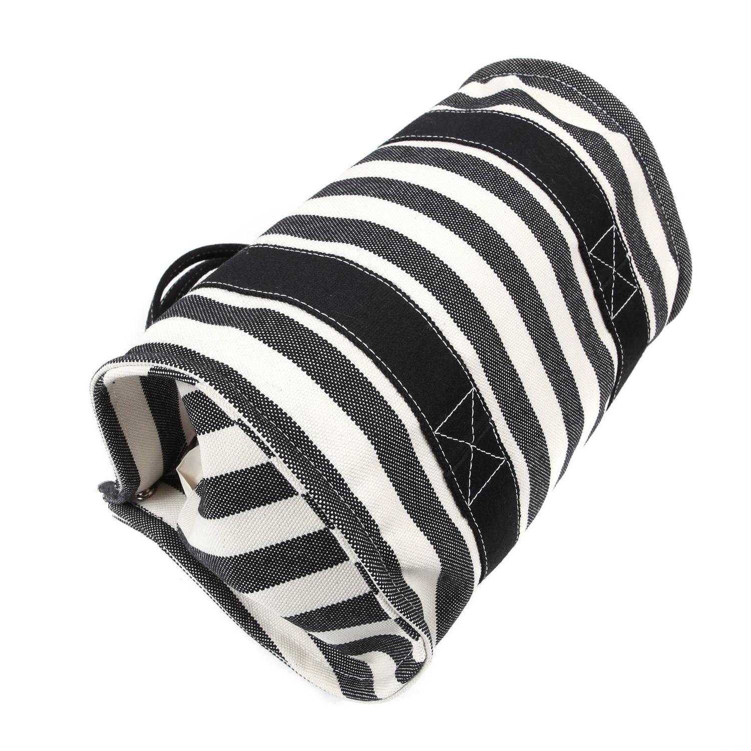 price of hermes birkin - Hermes Black and White Striped Canvas Tote with pochette For Sale ...