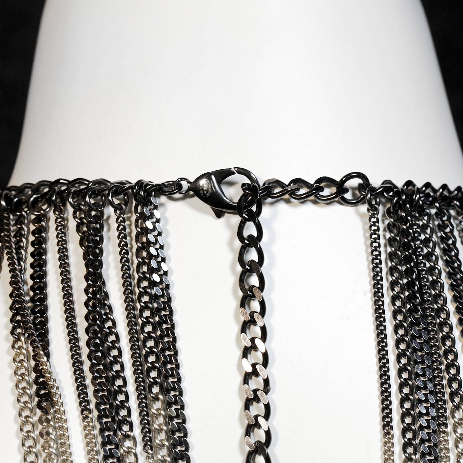 Women's Chanel Ruthenium and Gold Dripping Chain Bib Statement Necklace