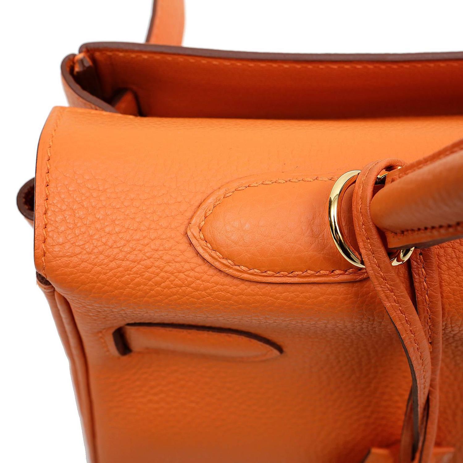 hermes birkin 35 + clochette saffron ghw gold shoulder bag  