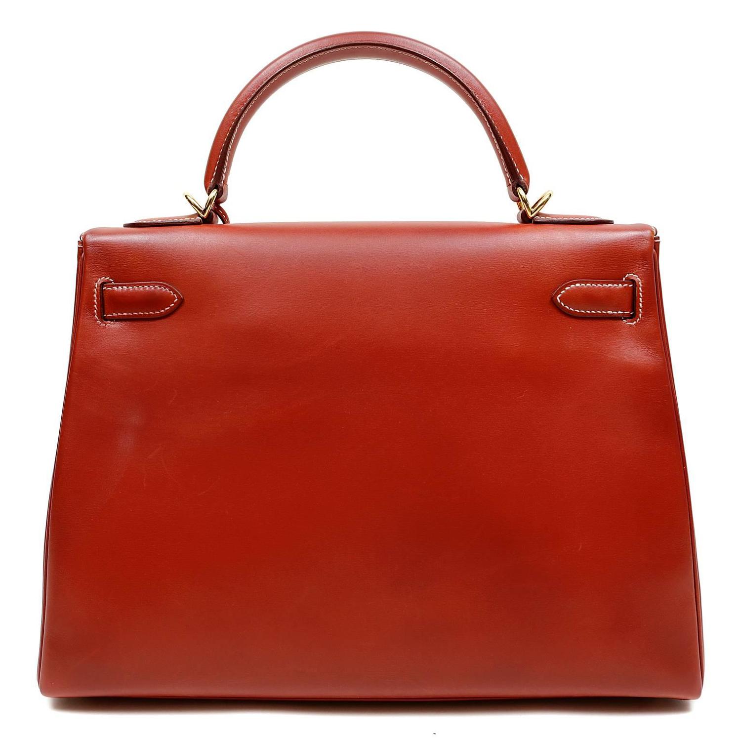 Herms Brique Box Calf 32 cm Kelly Bag For Sale at 1stdibs  
