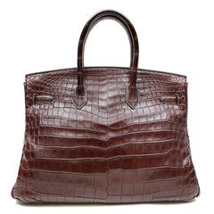 Hermès Ebony Brown Ebene Nilo Croc 35 cm Birkin PHW