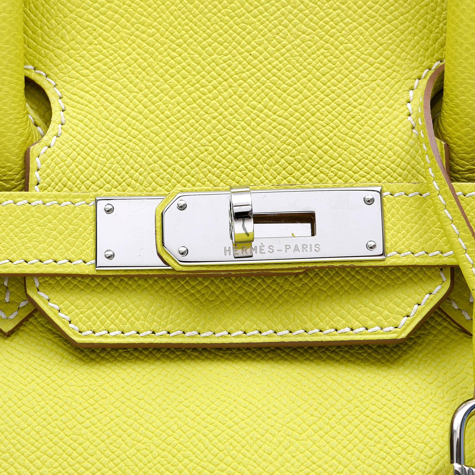Women's Hermès Soufre Yellow Epsom 30 cm Birkin Bag- Grey Interior, PHW