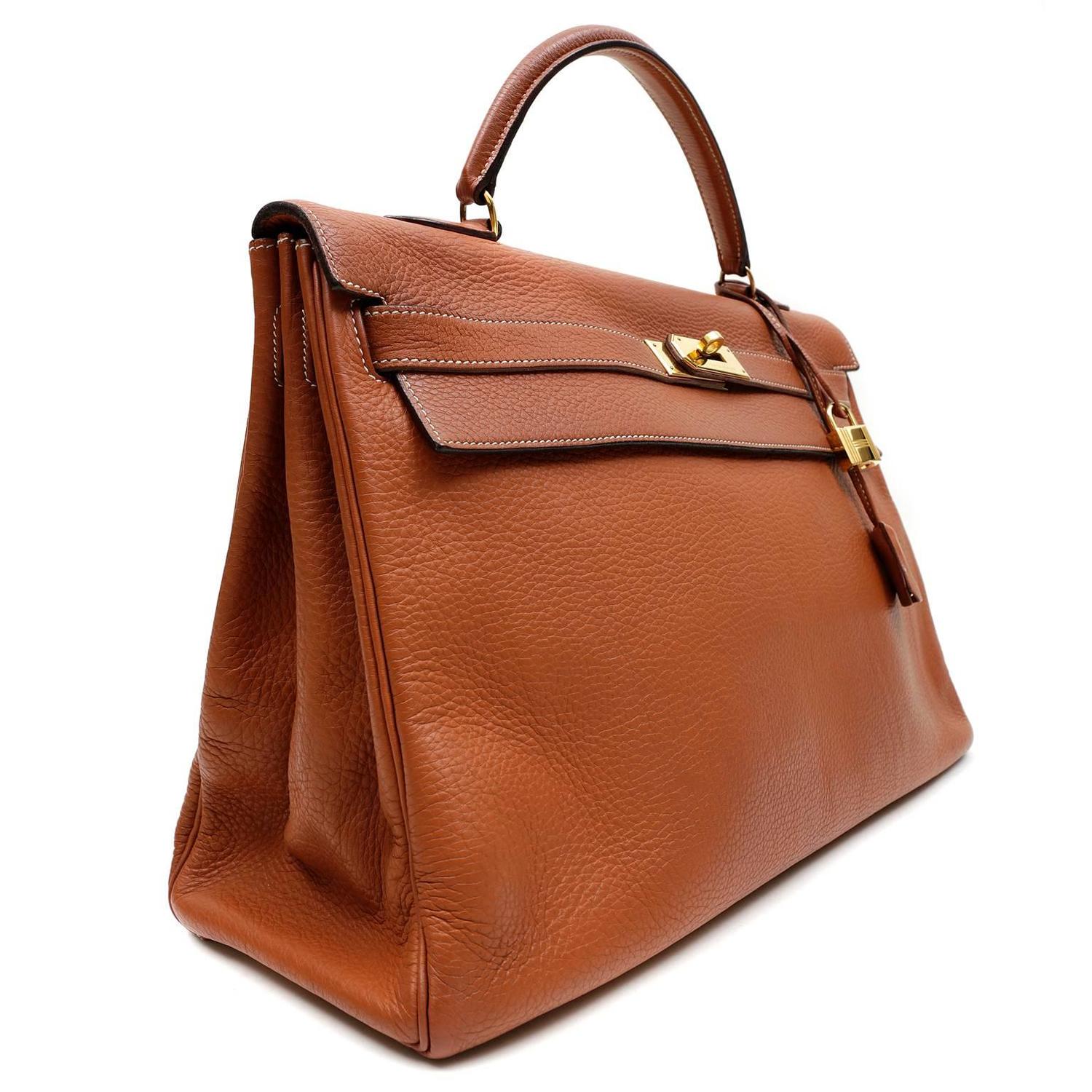 Herms Terracotta Togo Leather 40 cm Kelly Bag, GHW For Sale at ...