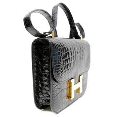 Hermès Black Alligator Constance Bag- 23 cm with Gold Hardware