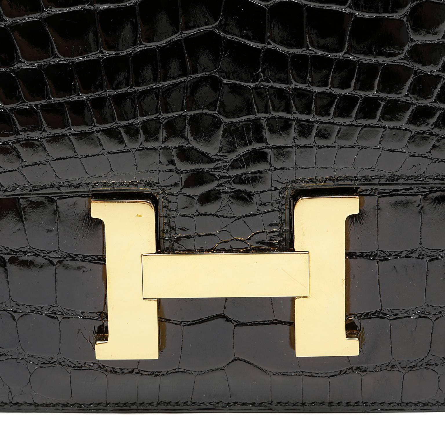 Hermès Black Alligator Constance Bag- 23 cm with Gold Hardware 1