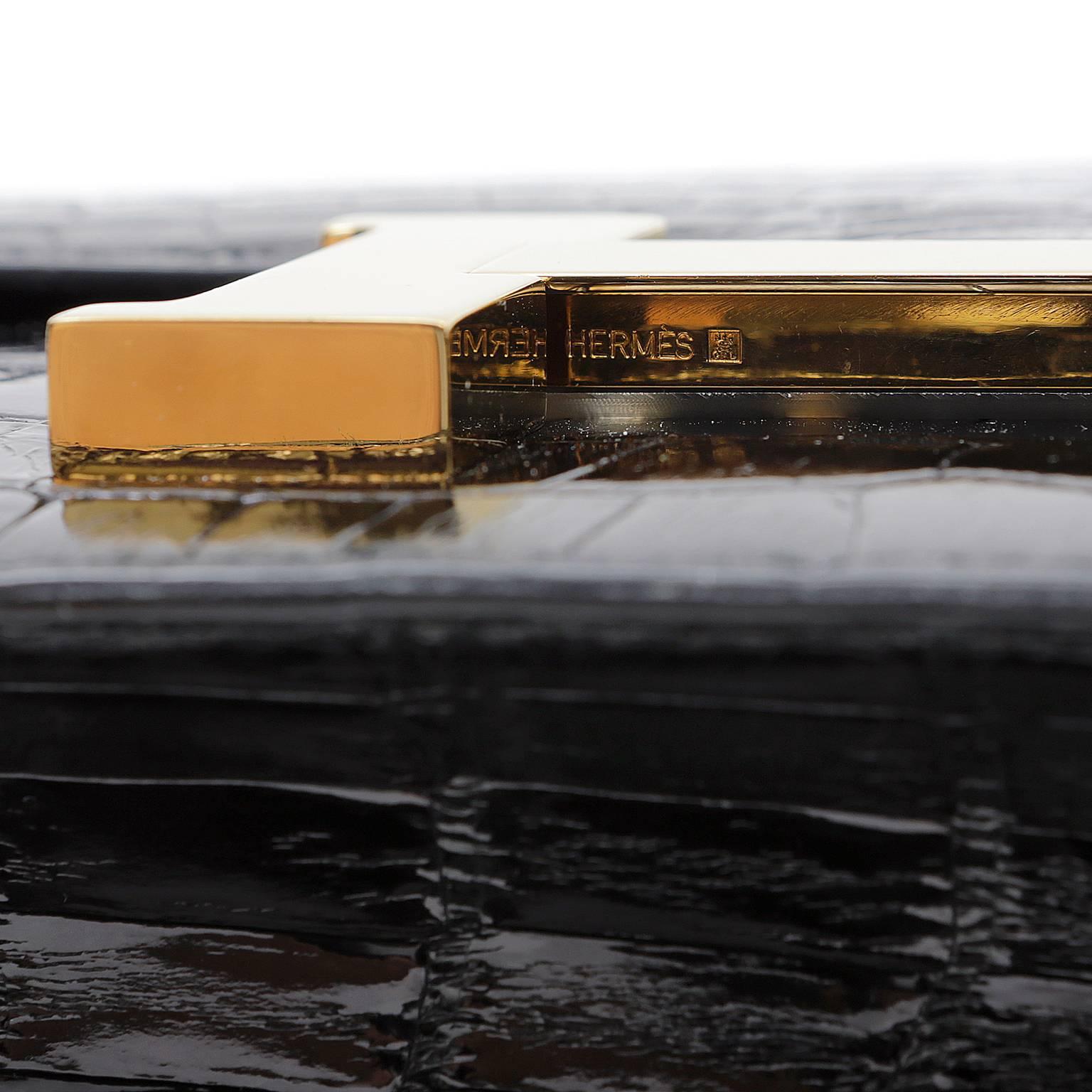 Hermès Black Alligator Constance Bag- 23 cm with Gold Hardware 2
