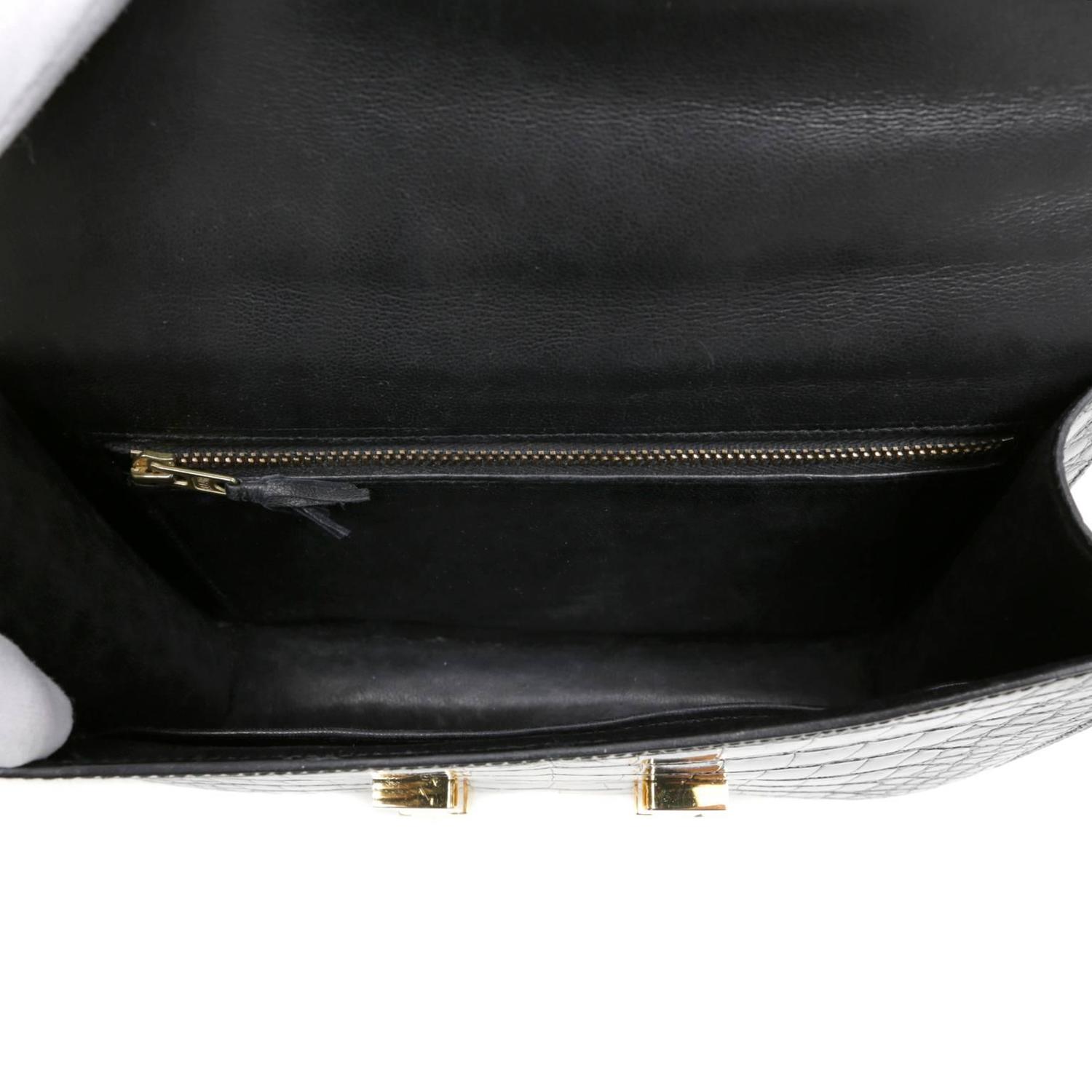 Herms Black Alligator Constance Bag- 23 cm with Gold Hardware For ...