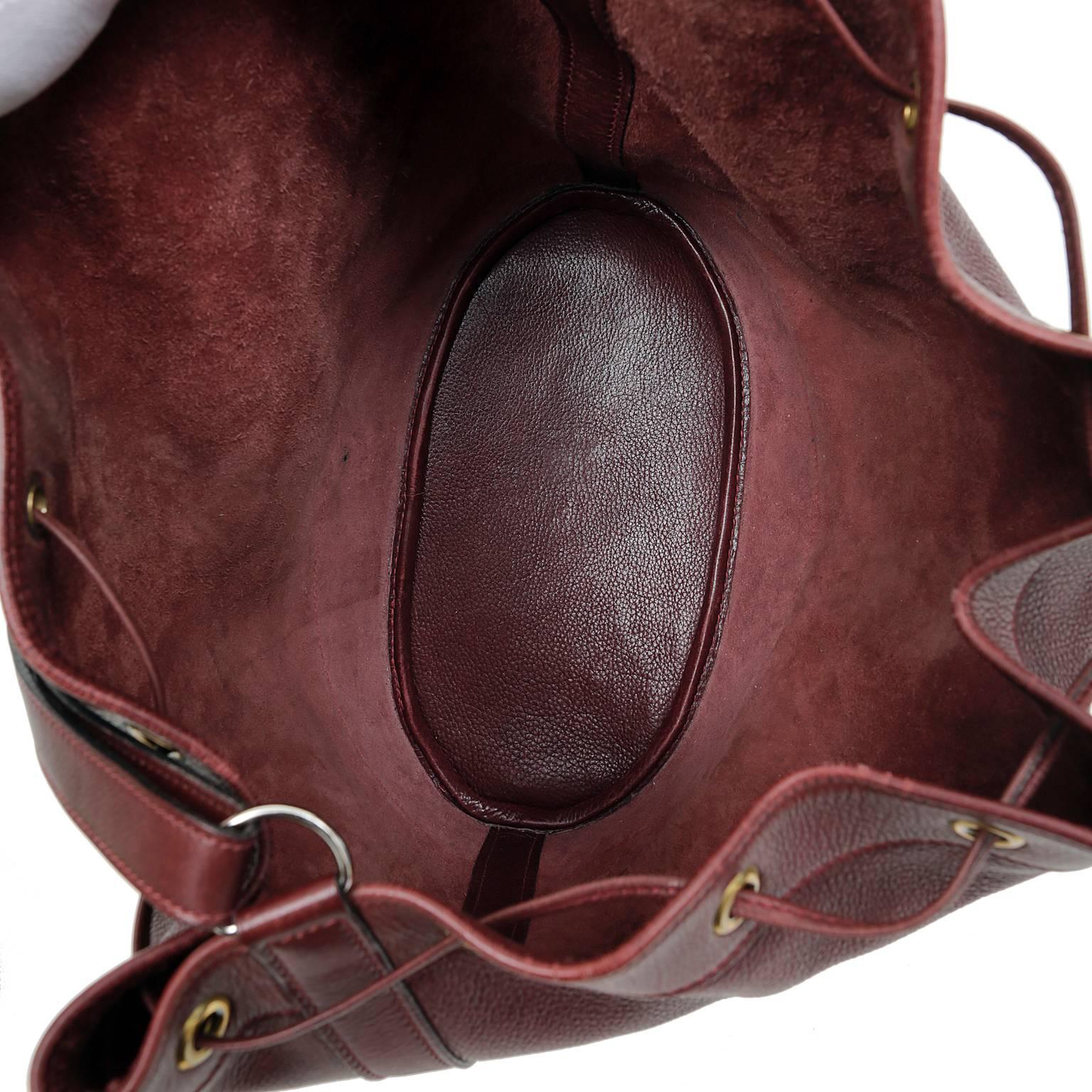 Hermès Bordeaux Leather Vintage Market Bucket Bag For Sale 2