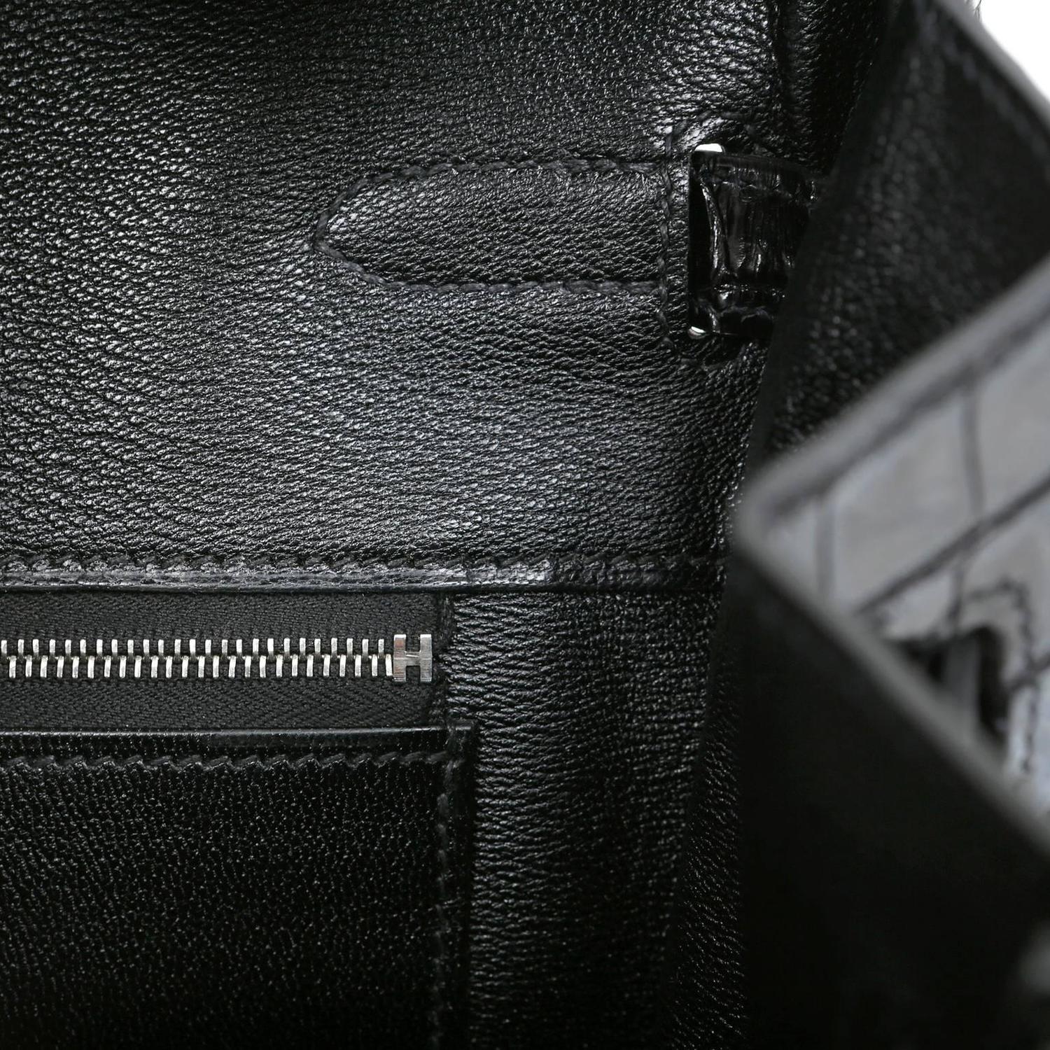 Herms Black Porosus Crocodile 35 cm Birkin Bag, PHW For Sale at ...