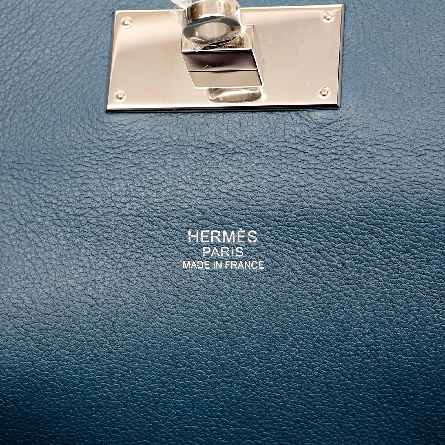 Hermès Blue Colvert 26 cm Swift Leather Toolbox Bag 1