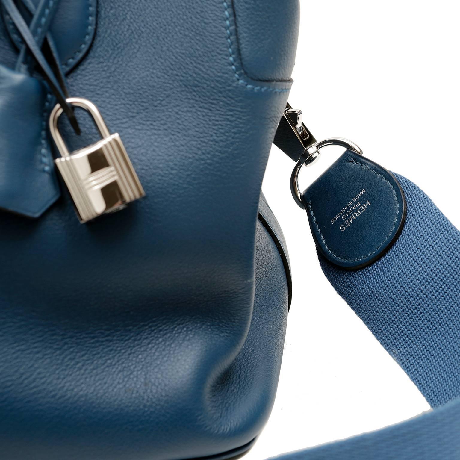 Hermès Blue Colvert 26 cm Swift Leather Toolbox Bag 4