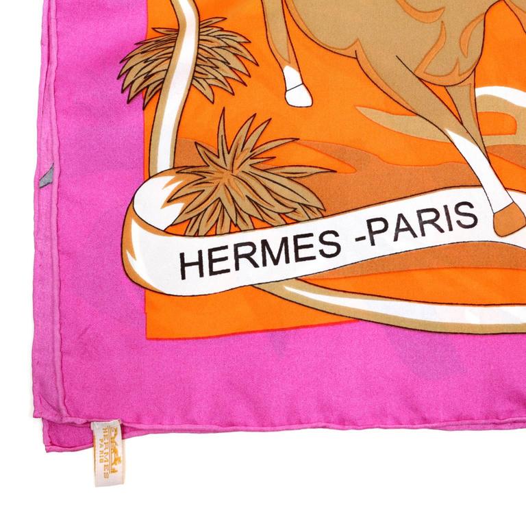 Hermes Effluves Orange Yellow Scroll Horse Print Silk Scarf – The