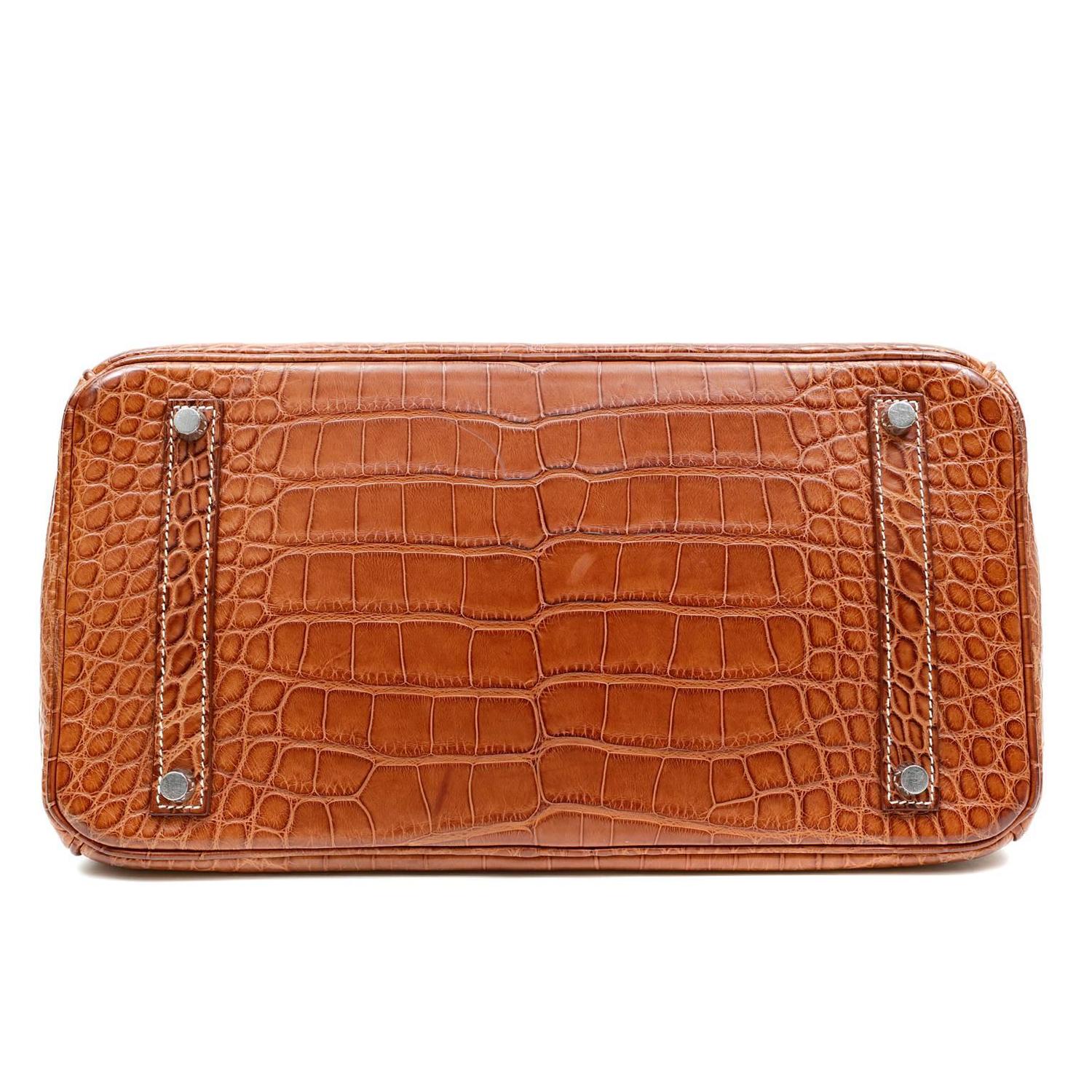 Herms Gold Matte Alligator Birkin Bag- 35 cm, PHW For Sale at 1stdibs