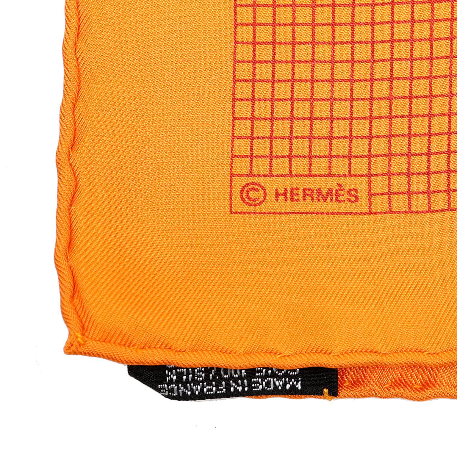 Women's Hermès Orange Silk H Scarf- 90 cm