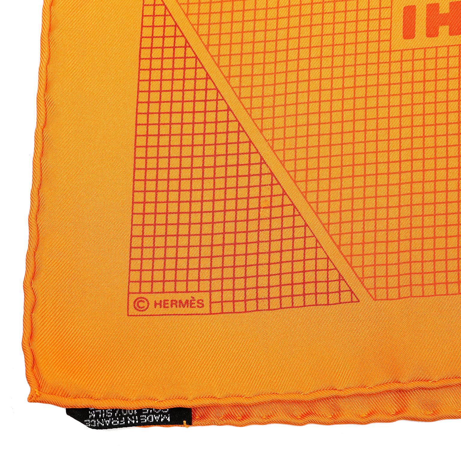 Hermès Orange Silk H Scarf- 90 cm 1