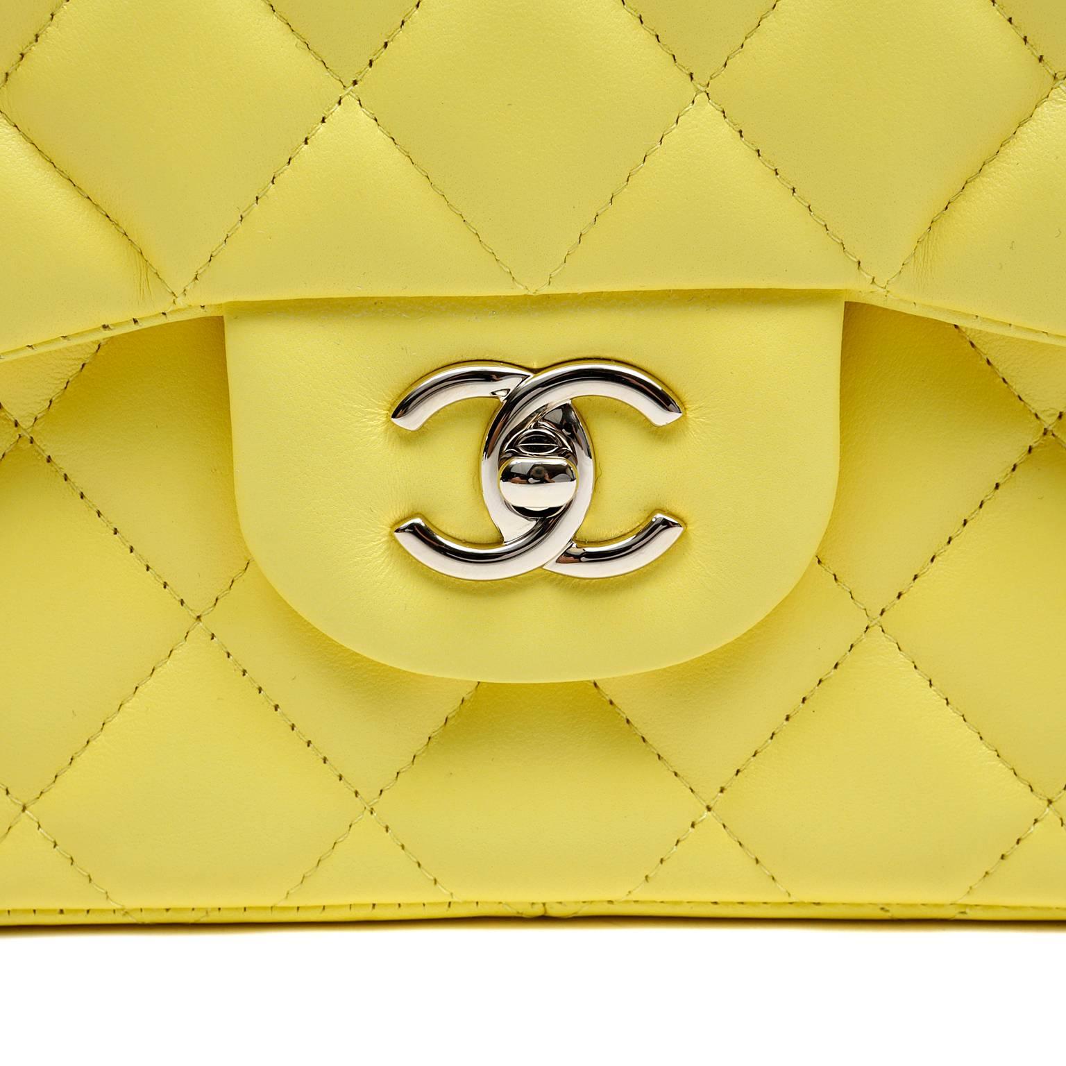 Chanel Yellow Leather Jumbo Classic Double Flap Bag 1