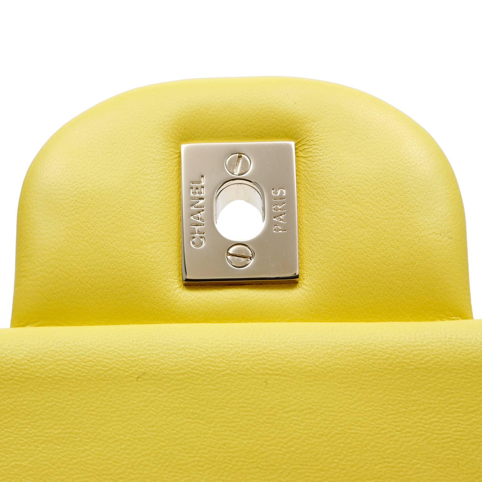 Chanel Yellow Leather Jumbo Classic Double Flap Bag 3