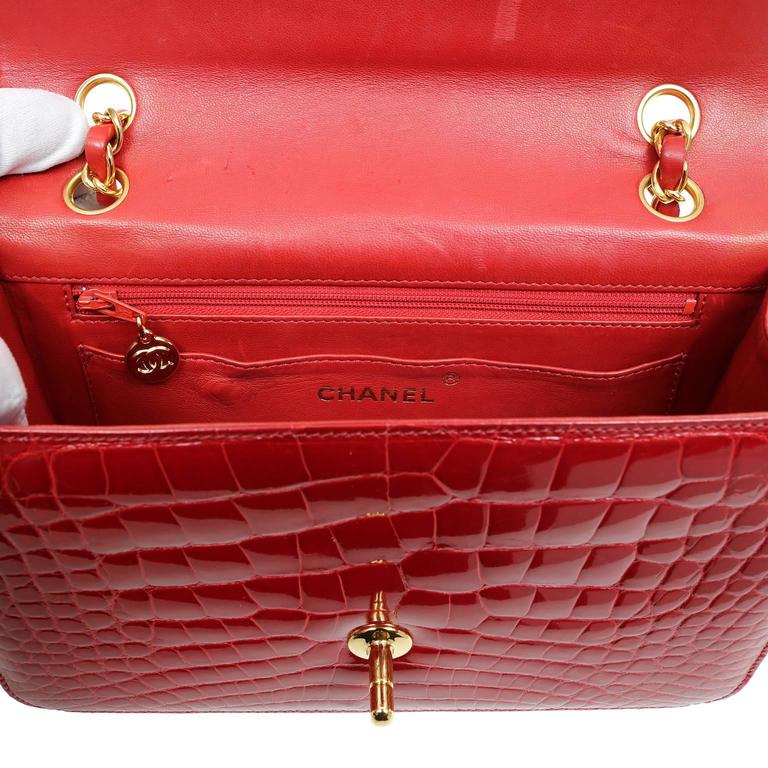 Chanel Red Crocodile Classic Single Flap with Gold Hardware at 1stDibs
