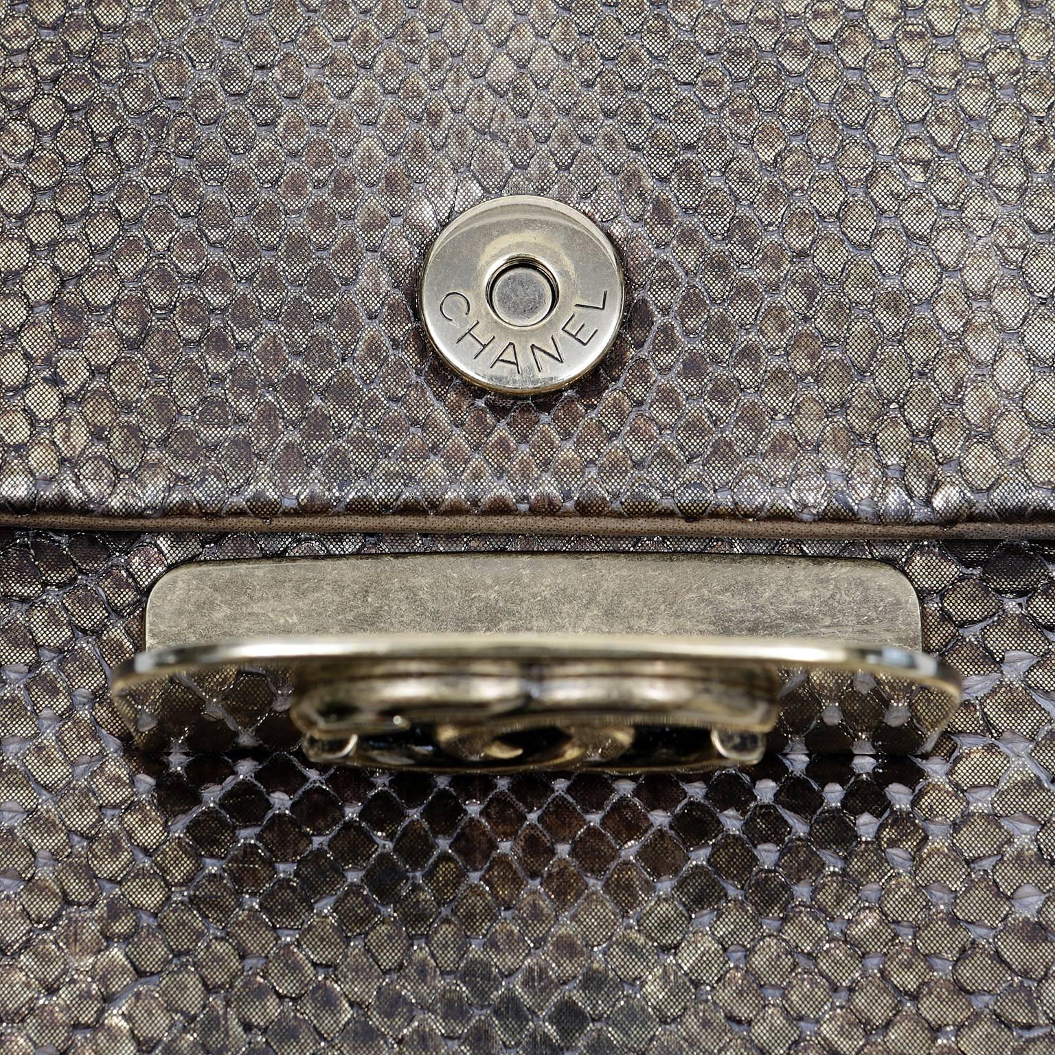 Chanel Dark Gold Metallic Python Shanghai Bag 1