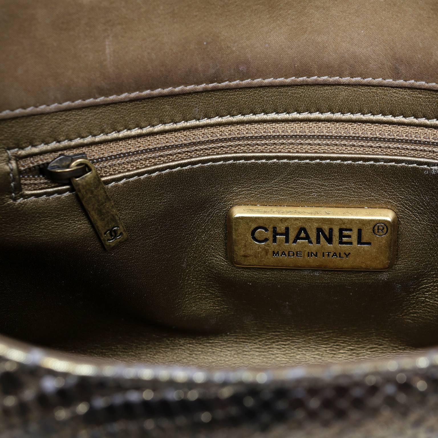 Chanel Dark Gold Metallic Python Shanghai Bag 4