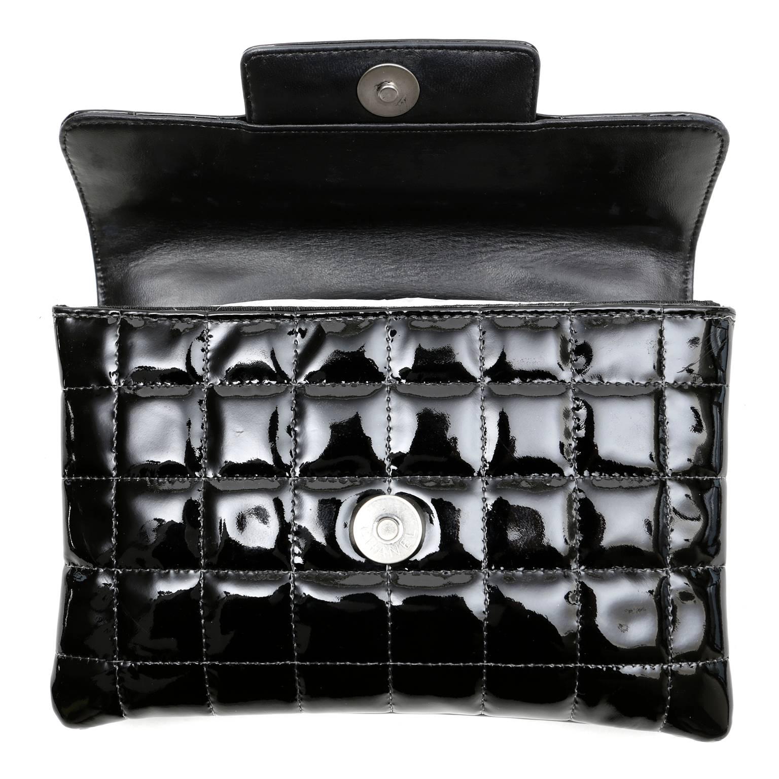 Chanel Black Patent Leather Digital Flap Bag- Keyboard Closure In Excellent Condition In Malibu, CA