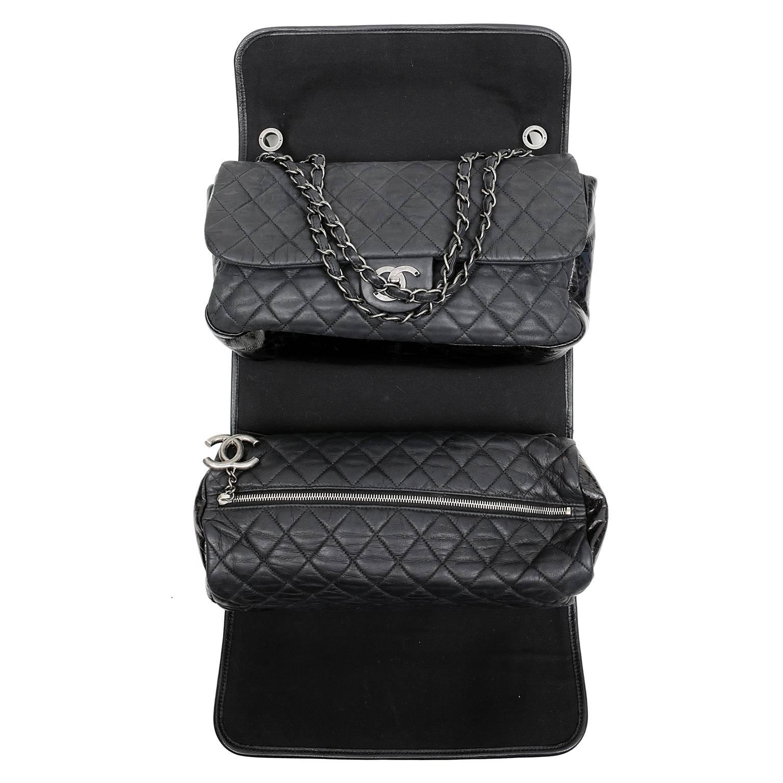 Women's Chanel Black Tweed Runway Rolled Backpack- TWO BAGS