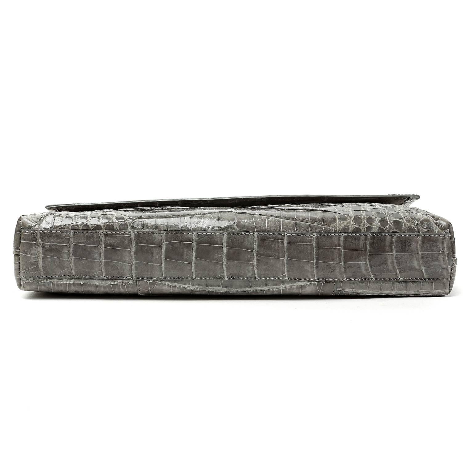 Women's Nancy Gonzalez grey Crocodile Large Clutch