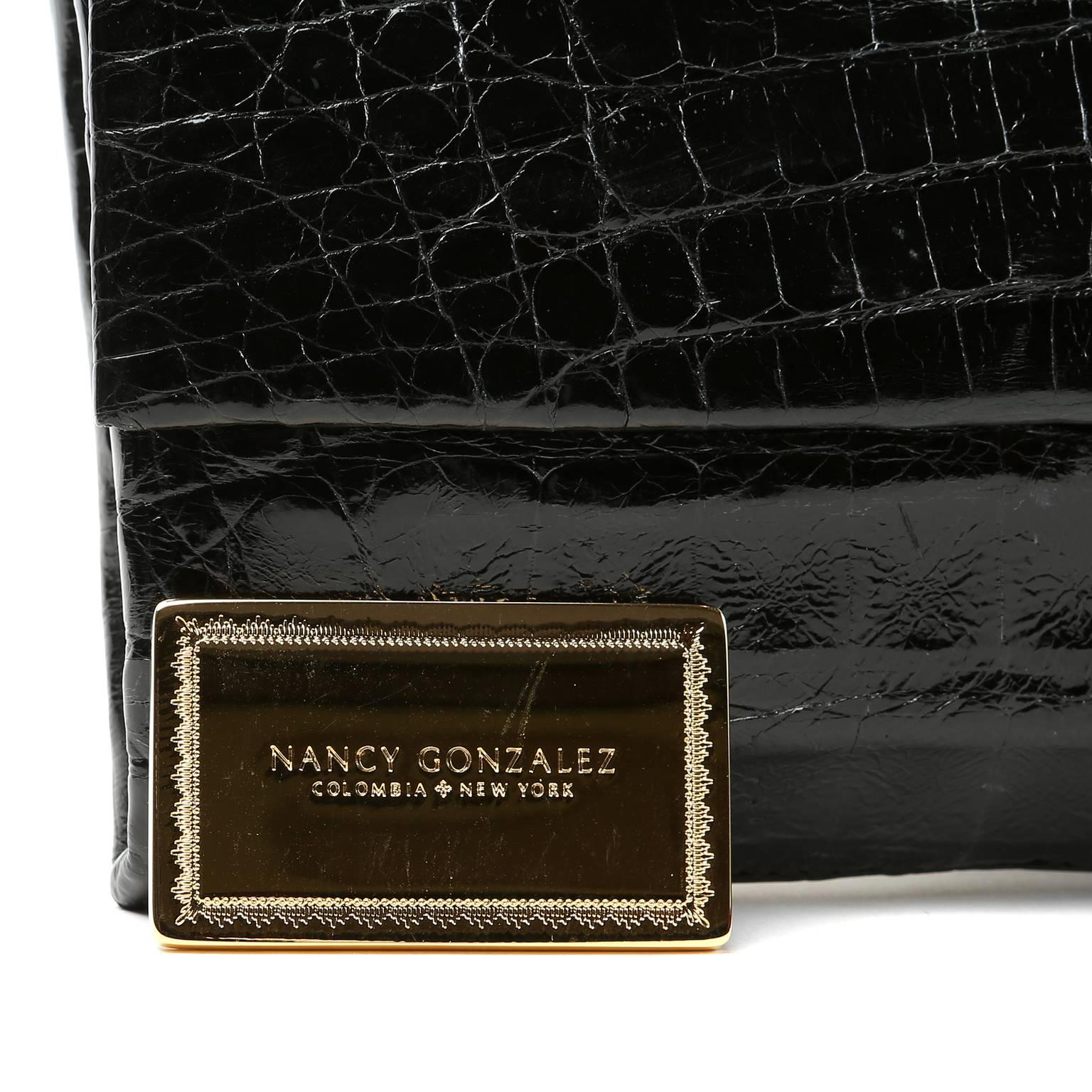 Nancy Gonzalez Black Crocodile Clutch 6
