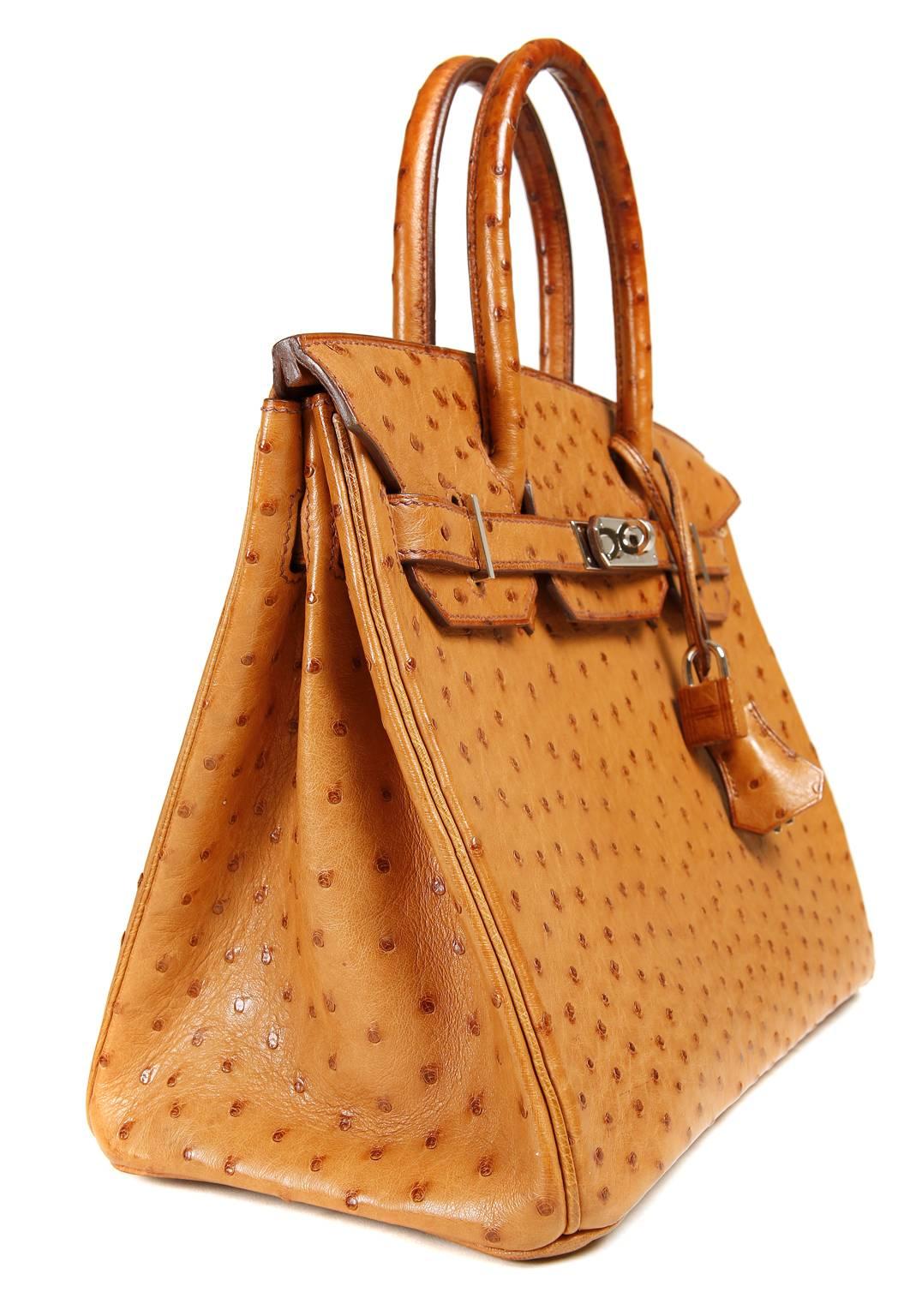 Brown Hermès Saffron Ostrich Birkin Bag- 30 cm, PHW