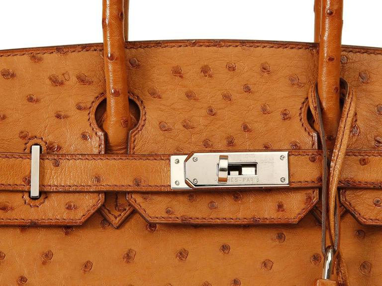 Birkin 30 ostrich leather handbag in Saffron color with …