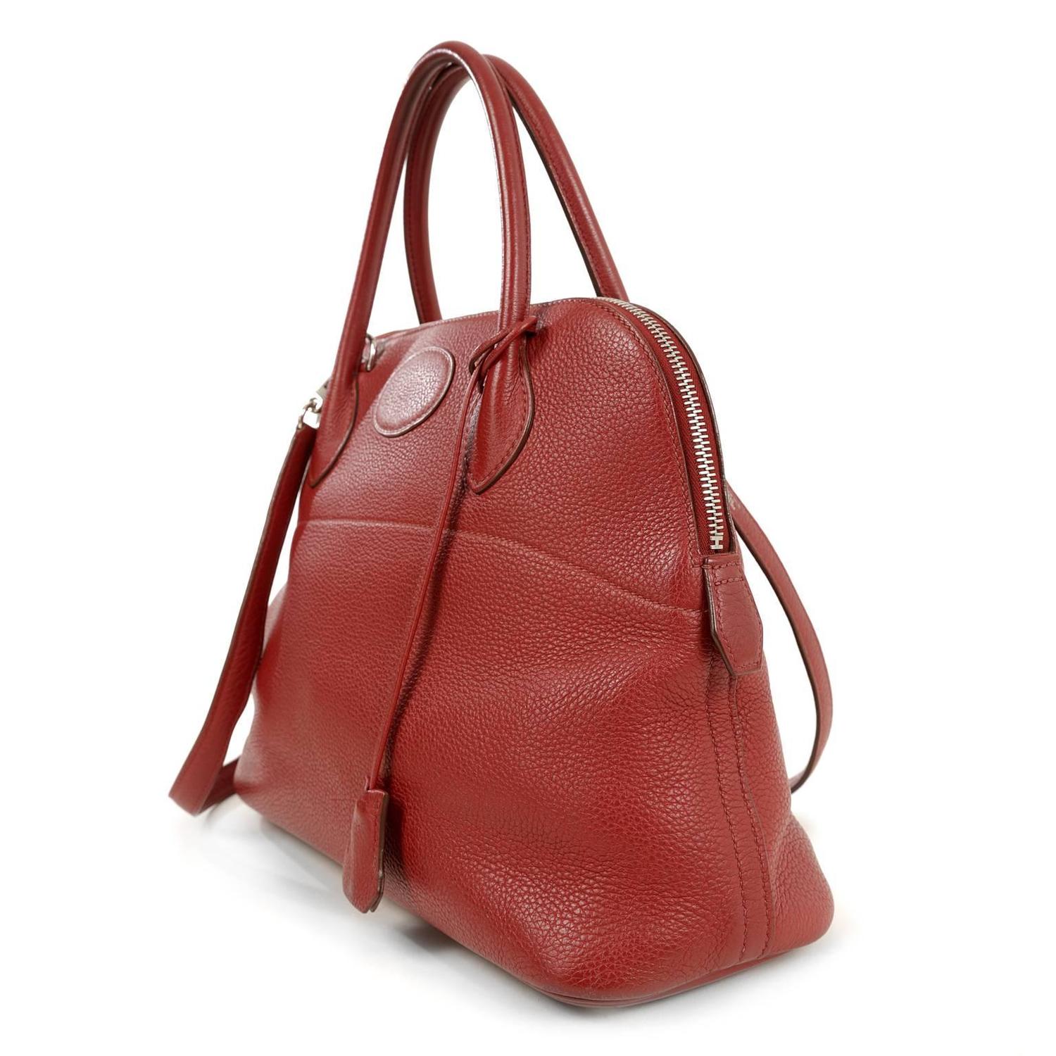 Herms Rouge Garance Togo Leather Bolide Bag- 31 cm For Sale at ...
