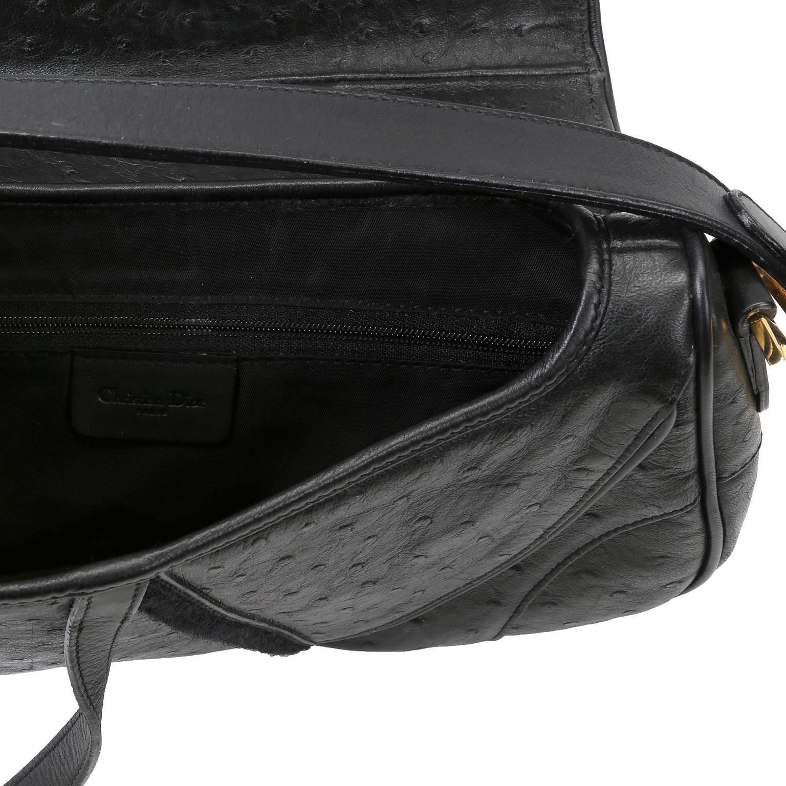 Christian Dior Black Ostrich Large Saddle Bag 3