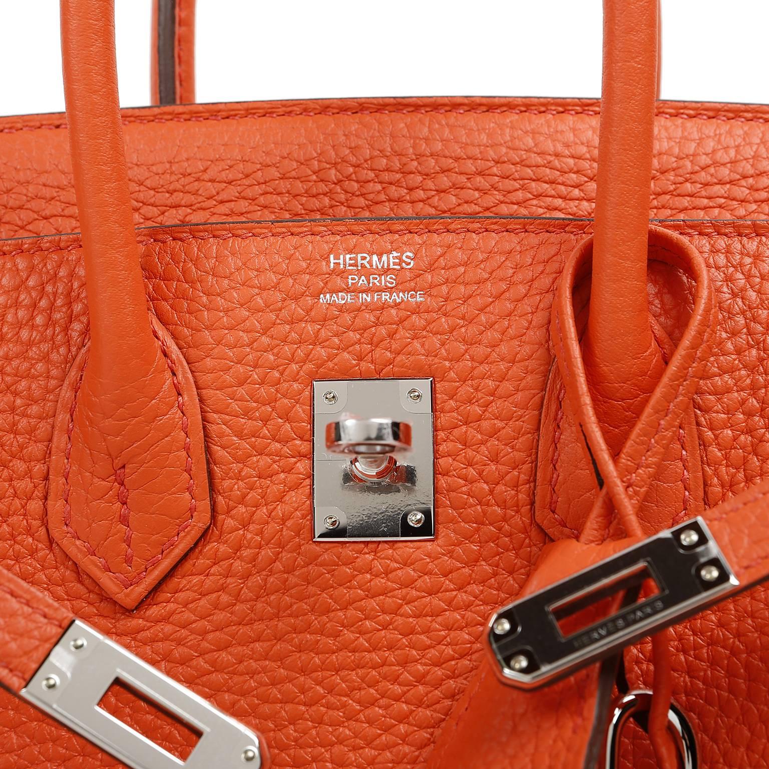 Hermès Poppy Togo Birkin Bag- 25 cm with Palladium For Sale 1