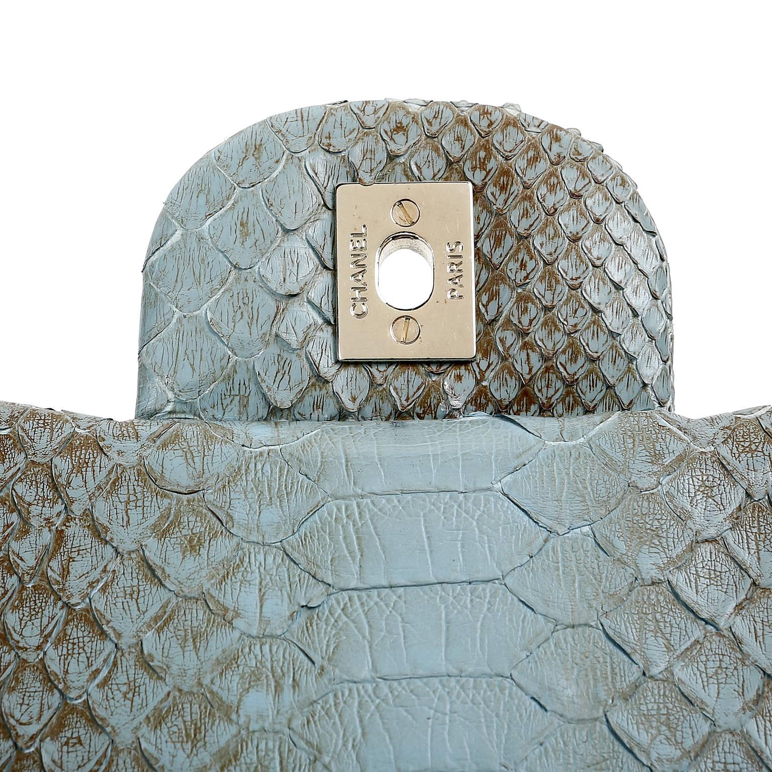 Chanel Degrade Python Jumbo Classic- Marrone e Blu in vendita 4